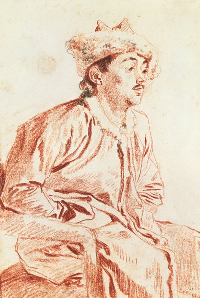 Young Man in Oriental Costume by Jean Antoine Watteau